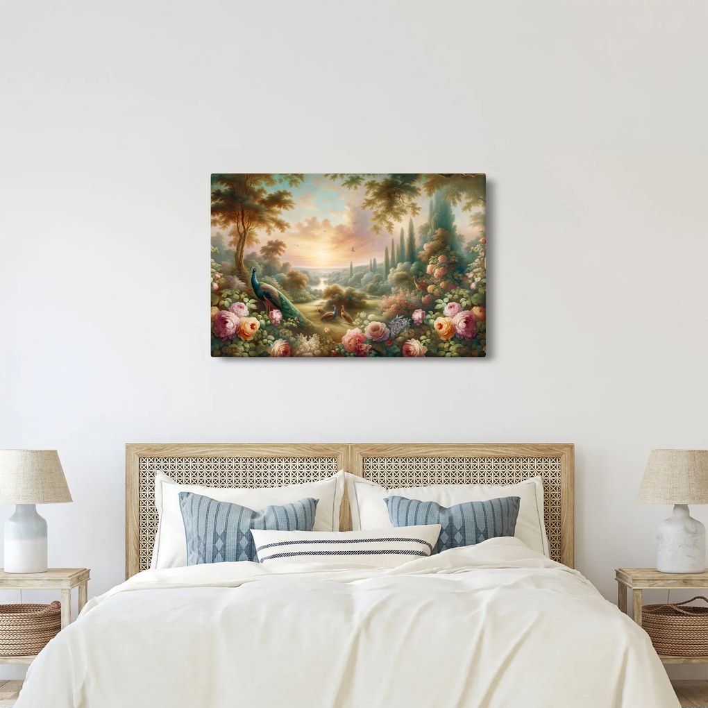 Obraz - Pávy v záhrade (90x60 cm)