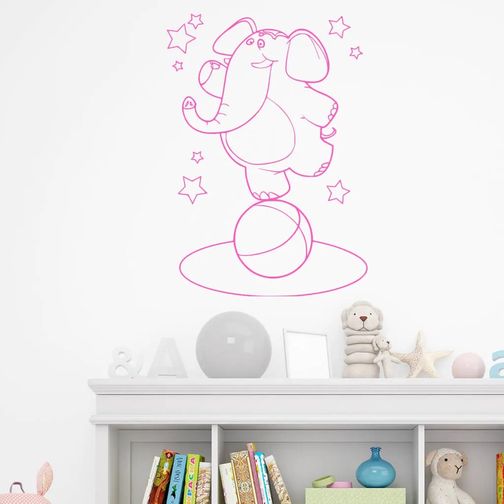 Veselá Stena Samolepka na stenu na stenu Slon akrobat Farba: černá