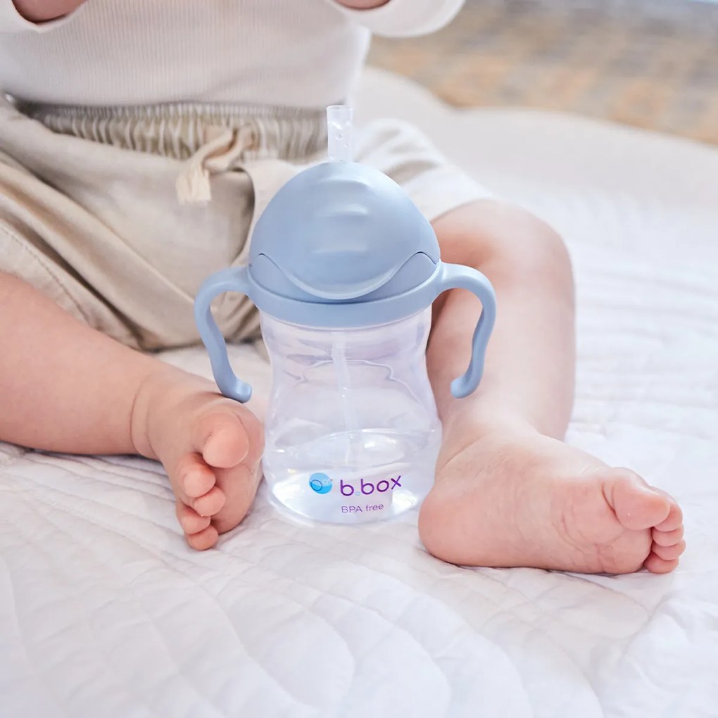 Hrnček so slamkou - modrý 240 ml