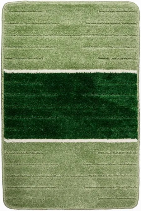 Kúpeľňový koberček COMO zelený / krémový, pruhy