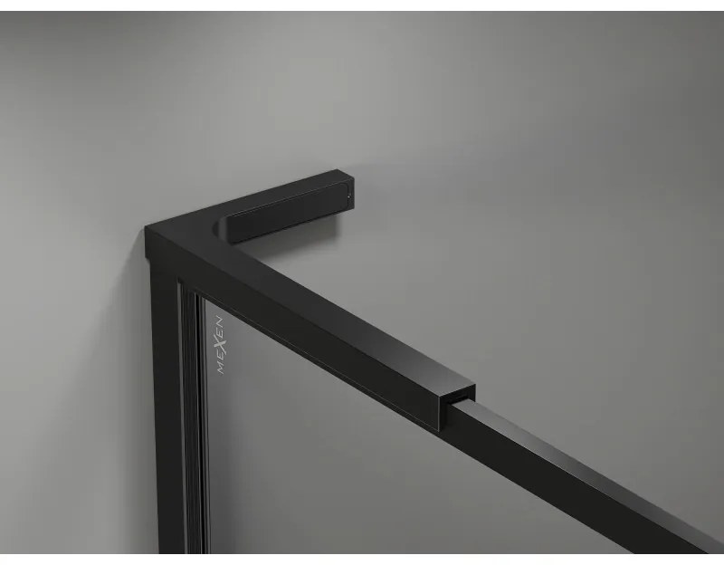 Mexen Kioto-F L, sprchová zástena s rámom 50 x 202 cm, 8 mm číre sklo, čierny profil, 800-050-174-70-00