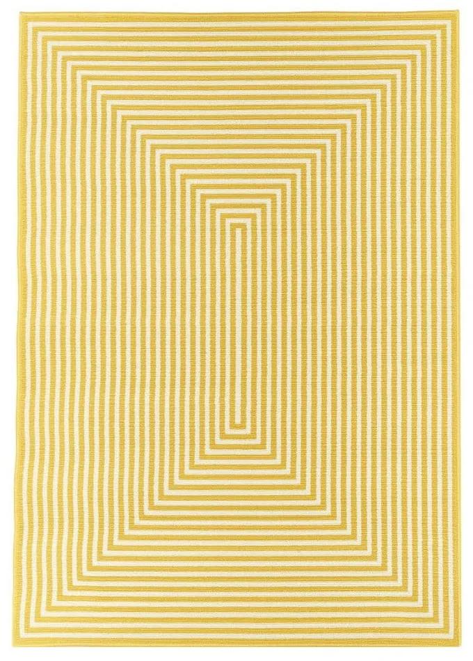 Žltý a umývateľný vonkajší koberec Braid, 200 × 285 cm