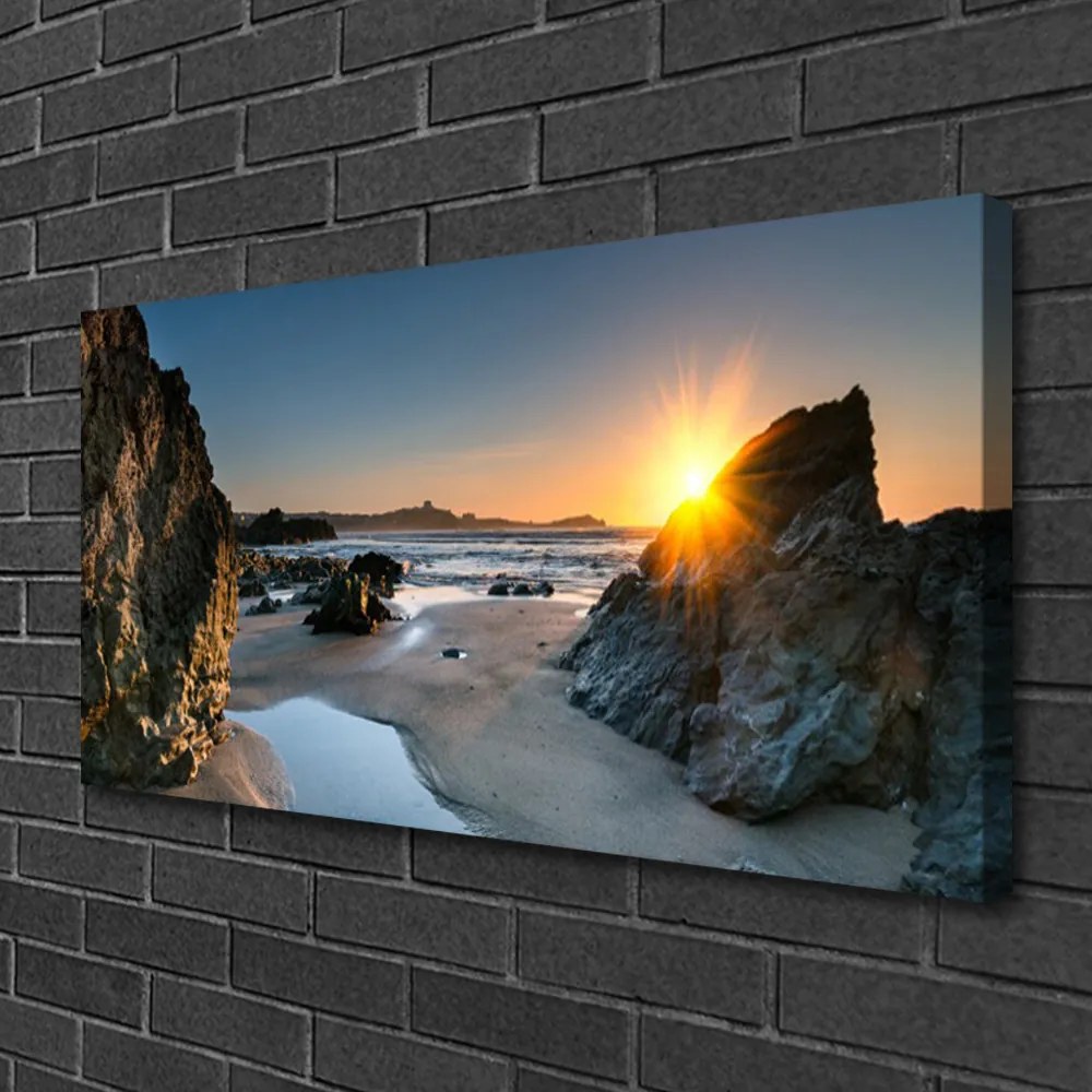 Obraz Canvas Skala pláž slnko krajina 125x50 cm