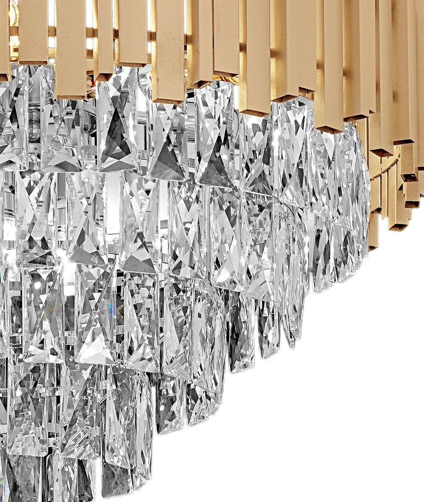 Toolight Toolight, krištáľové závesné svietidlo 50cm, 7xE14, G050-CP, zlatá, OSW-08944