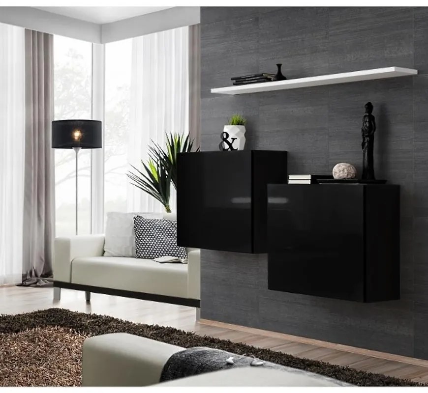 Skrinka + polička Switch Sb I čierna /biela