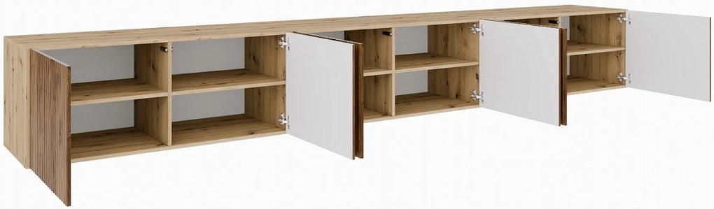 Frézovaný TV stolík NOE 300 cm - dub artisan/dub catania