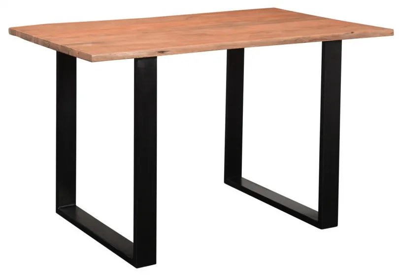 furniture-nabytek.cz - Jedálenský stôl Willy z masívneho akáciového dreva s čiernymi kovovými nohami, lakovaný, prírodný – 120×80 cm
