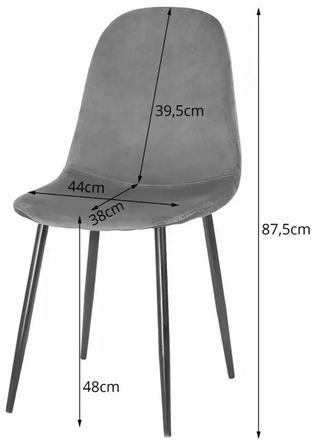 Set troch jedálenských stoličiek COMO sivé (čierne nohy) (3ks)