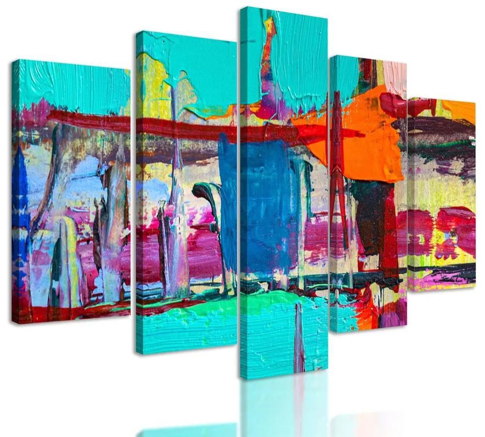 5-dielny obraz abstraktná kombinácia farieb