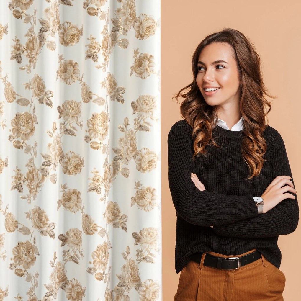 ZÁVES NA KRÚŽKOCH AVANI 140X250 CM KVETY