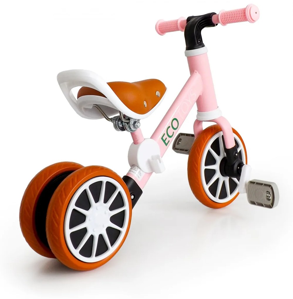 Detské odrážadlo s pedálmi 2v1 EcoToys ružové