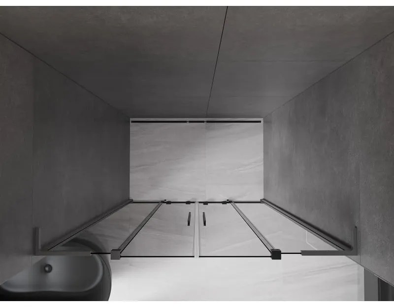 Mexen Velar L Duo, posuvné sprchové dvere do otvoru 160 cm, 8mm šedé sklo, brúsený grafit, 871-160-003-42-95