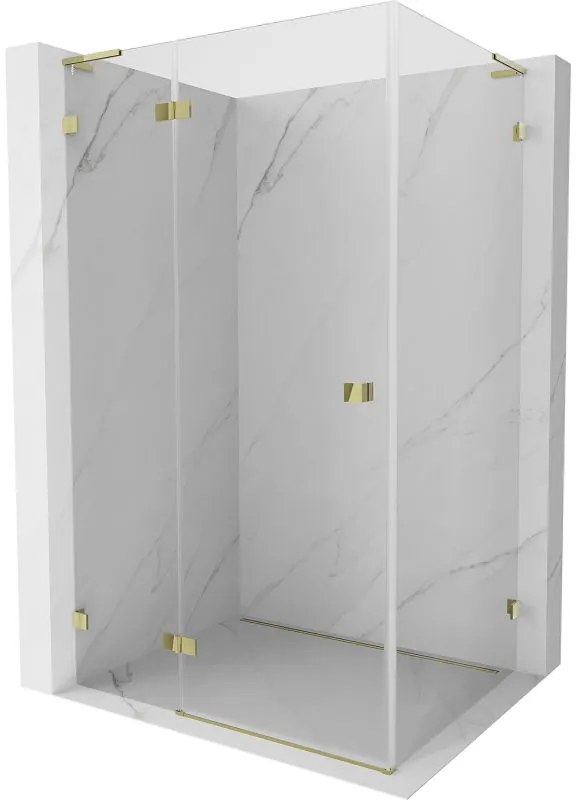 Mexen Lunar L, sklápací sprchový kút ľavý 70 x 80 cm, číre sklo, zlatý profil, 834L-070-080-50-00-L