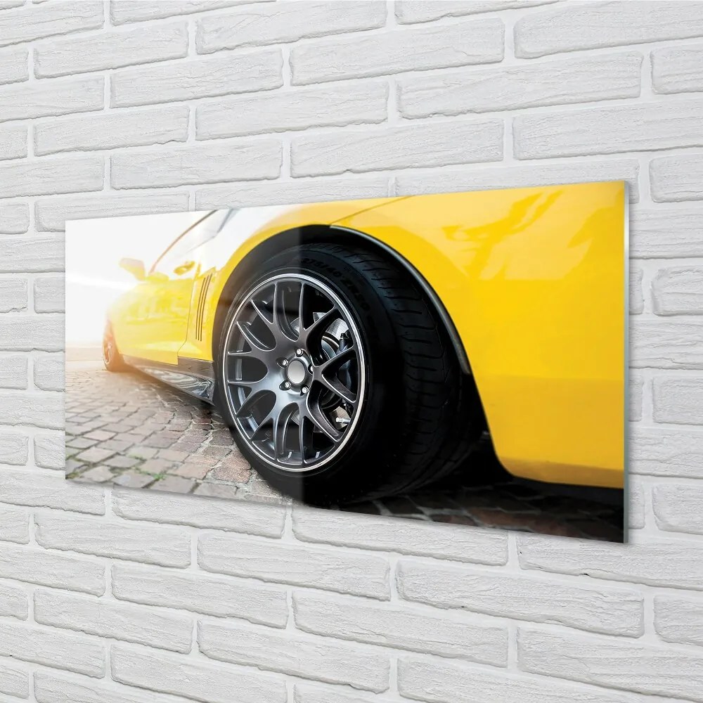 Obraz na skle žlté auto 100x50 cm