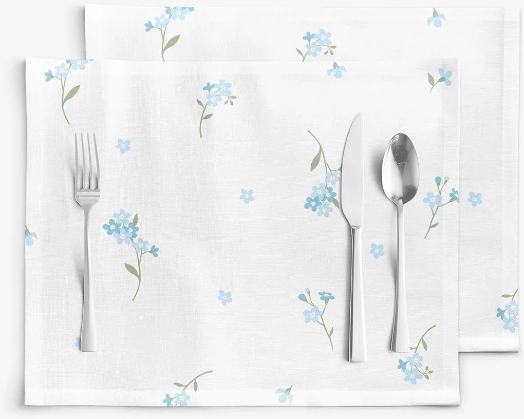 Goldea prestieranie na stôl 100% bavlnené plátno - nezábudky - sada 2ks 30 x 40 cm