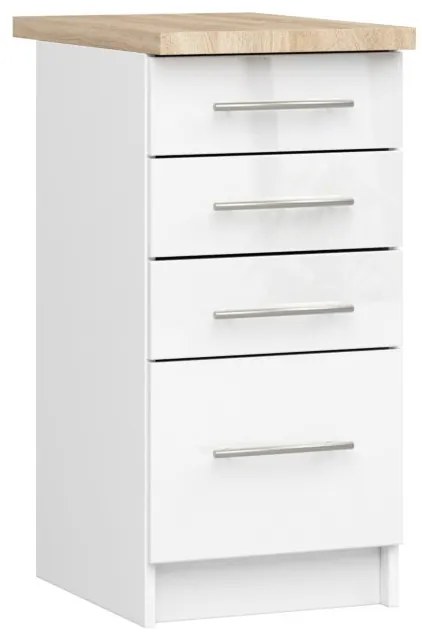 Spodná kuchynská skrinka s doskou OLIWIA S40 SZ4 biela, lesk