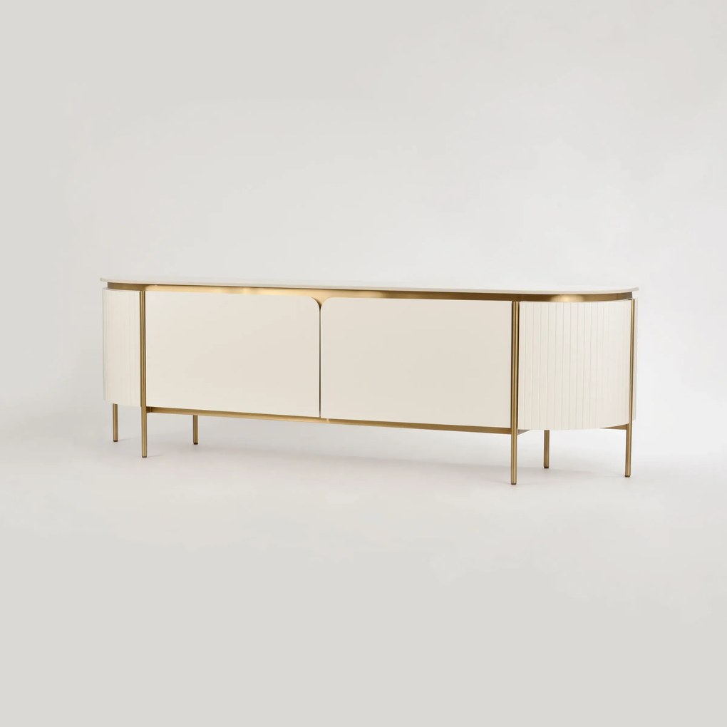 TV stolík Stilig ST120 200 cm ecru/zlatý/mramor
