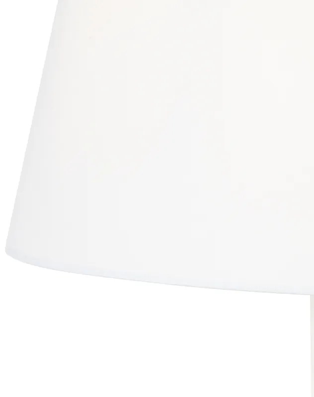 Klasická stojaca lampa oceľ s bielym nastaviteľným tienidlom - Ladas