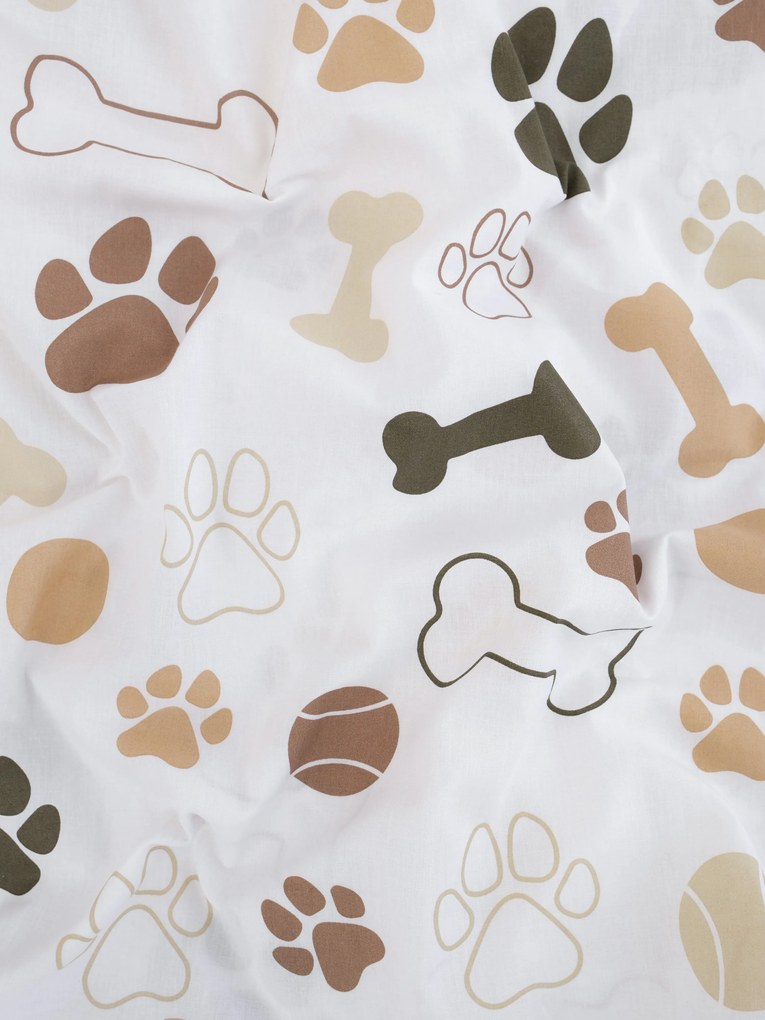 Francúzske bavlnené obliečky Renforcé – Psie labky biele