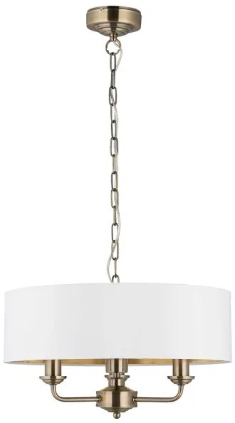 Endon 98934 - Luster na reťazi HIGHCLERE 3xE14/40W/230V biela/mosadz