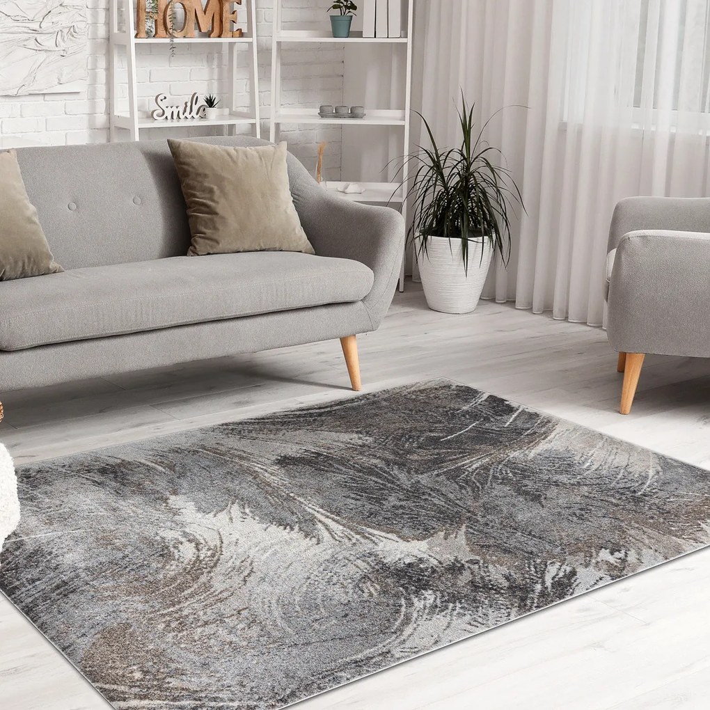 Dywany Łuszczów, Kusový koberec Fusion 9617 dark grey/brown, 160x220, šedá, kancelária