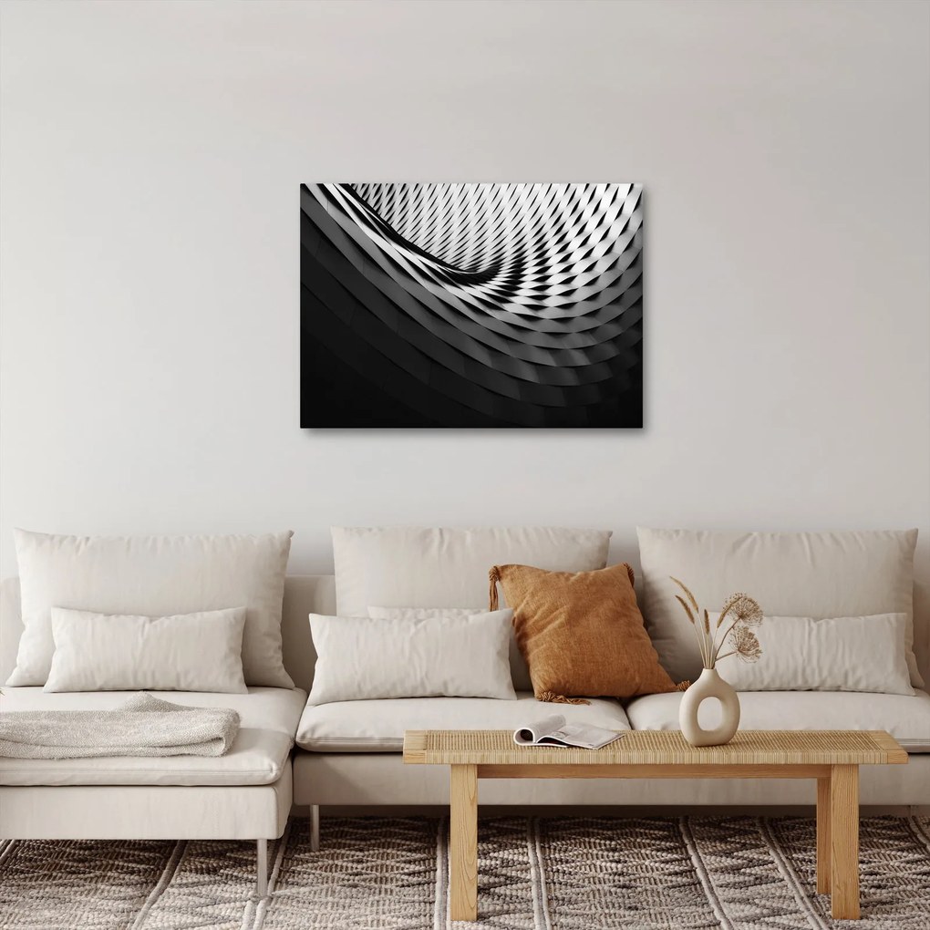 Abstraktný obraz - čiernobiela špirála (70x50 cm)