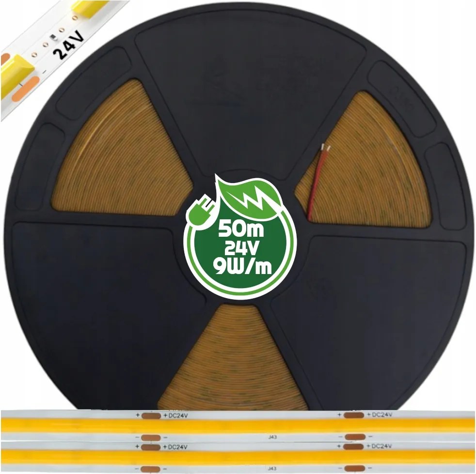 ECOLIGHT LED pásik 24V COB 9W/m 480LED 50m 8mm studená farba CW