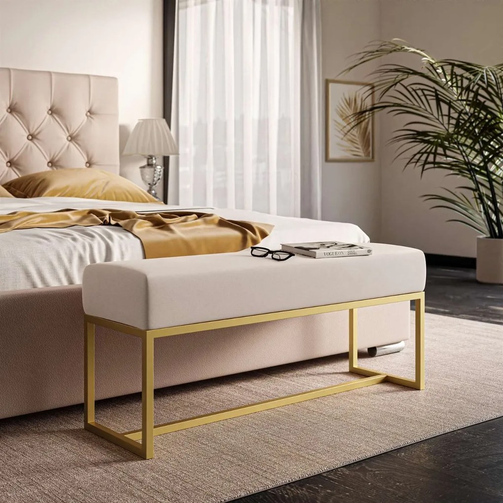 ČALÚNENÝ TABURET / LAVICA CLAUDIO + ZLATÝ PODSTAVEC