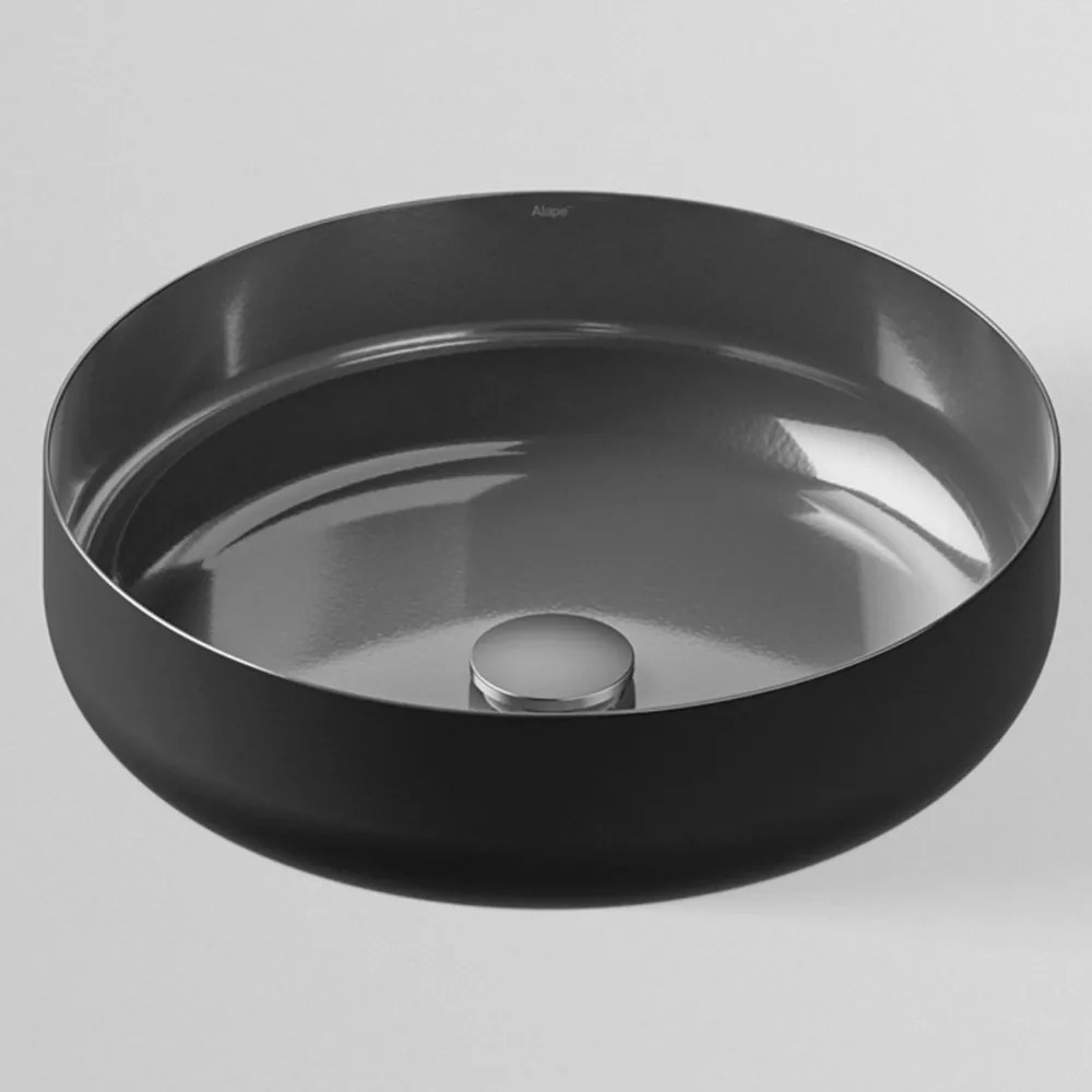 ALAPE AB.SO450.1 okrúhle umývadlo na dosku bez otvoru, bez prepadu, priemer 450 mm, dark iron, s povrchom ProShield, 3503000190