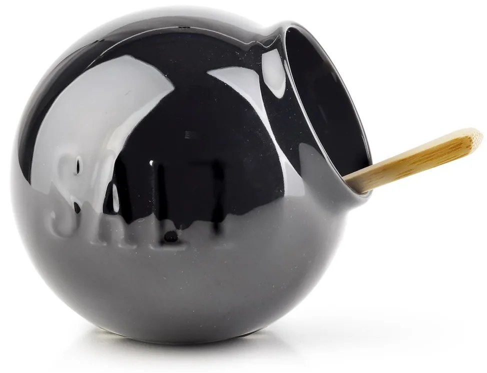 Porcelánová soľnička s lyžičkou Modern, 10x9 cm