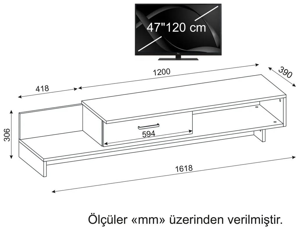 TV stolek WRAP 120 cm ořech/bílý