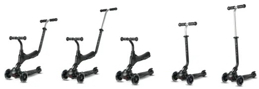 QPlay - Detská kolobežka SEMA PRO 5v1 s LED kolieskami, čierna