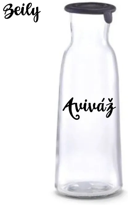Sklenená fľaša na mlieko / olej / aviváž s čiernym silikónovým viečkom, 1 l