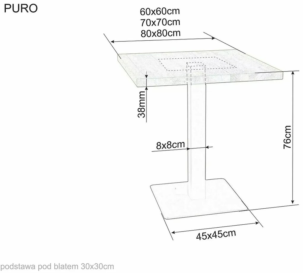Čierny jedálenský stôl s doskou v dekore dub PURO 60x60