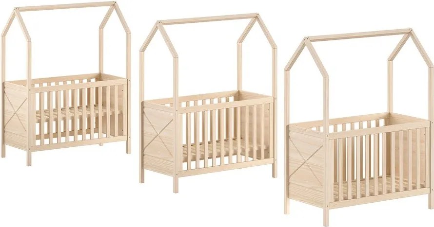 Postieľka z borovicového dreva s nastaviteľnou výškou 60x120 cm v prírodnej farbe Scott – Vipack