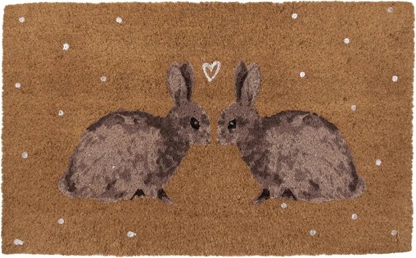 Kokosová rohožka s motívom zajačikov Bunnies in Love - 75*45*1 cm