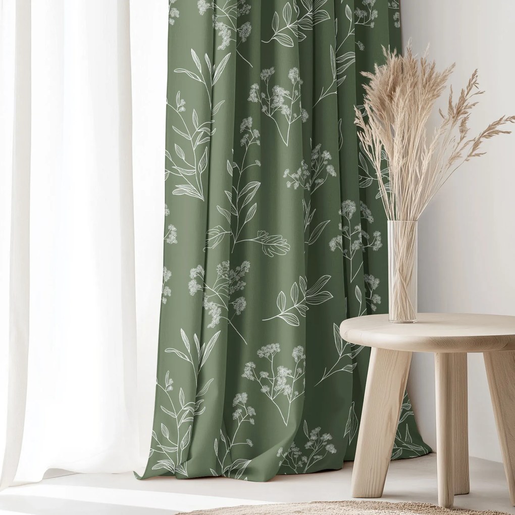 Goldea bavlnený záves - bylinkové lístky 180x150 cm