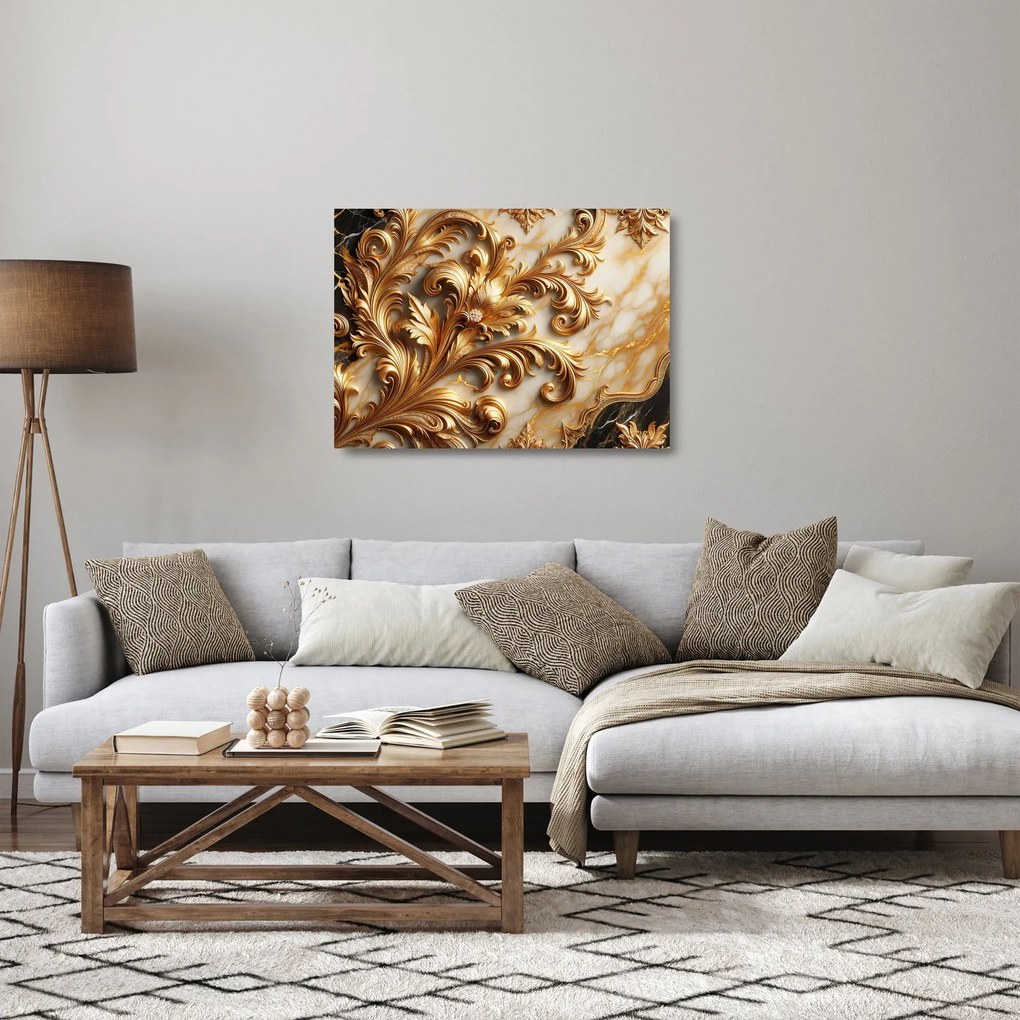 Sklenený obraz - Mramor so zlatom (70x50 cm)