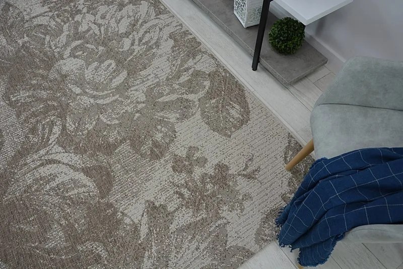 styldomova Šnúrkový koberec sizal floorlux 20491 kvety hnedý