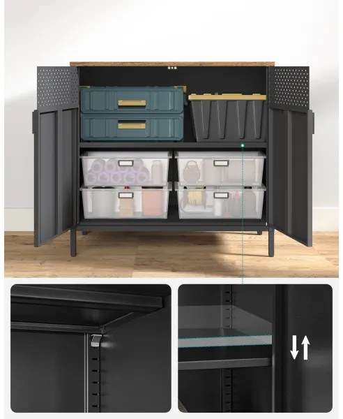 Komoda FIRA čierna/hnedá