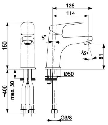KFA Armatura 5552-815-81 - Umývadlová batéria + výpust OTAVA 15 cm matná čierna