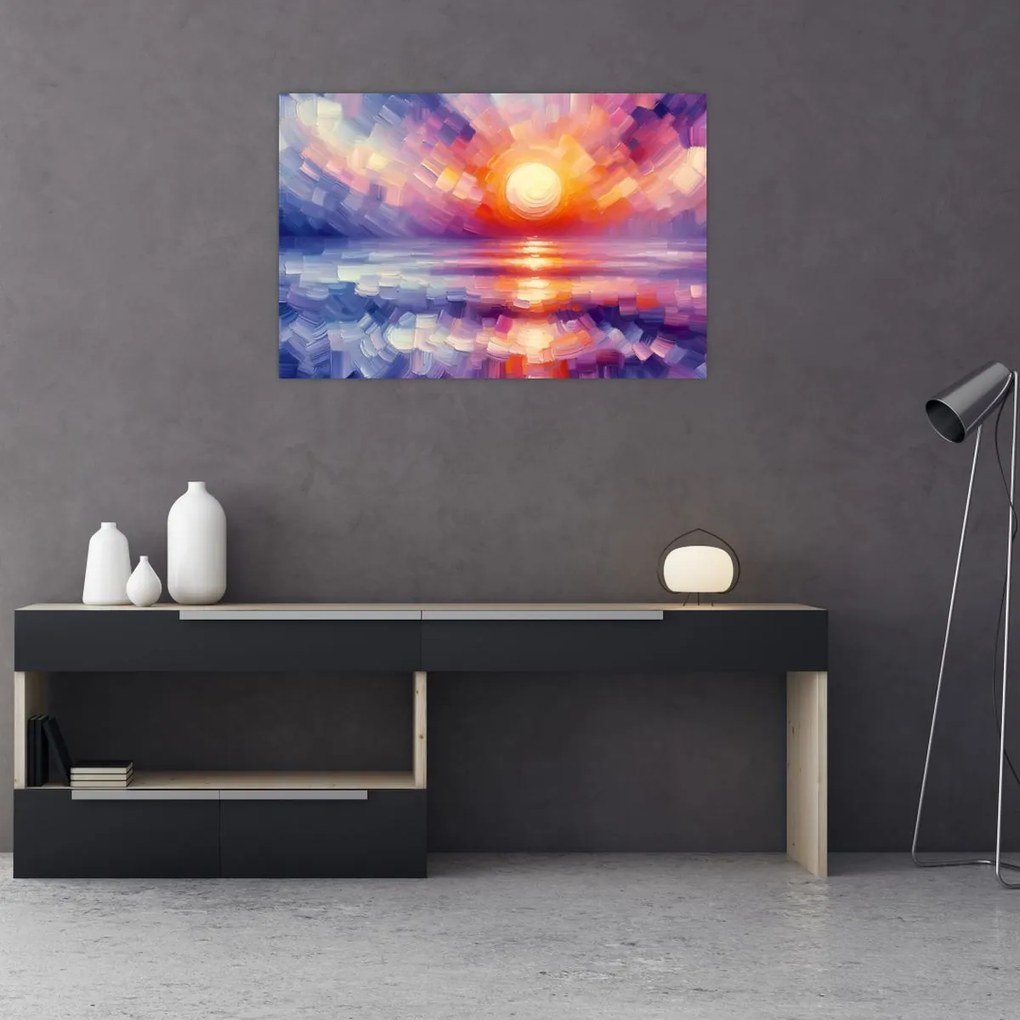 Obraz - Farebný umelecký západ slnka (90x60 cm)