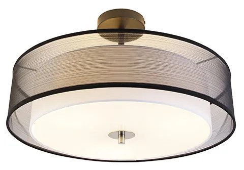 Moderné stropné svietidlo čierne s bielou 50 cm 3-svetlo - Drum Duo