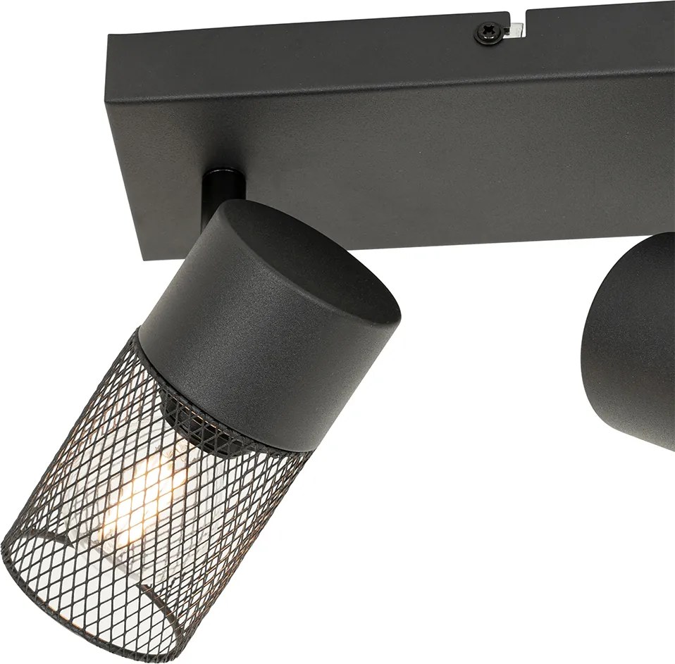 Priemyselné bodové svetlo čierne 2-žiarovkové nastaviteľné - Jim