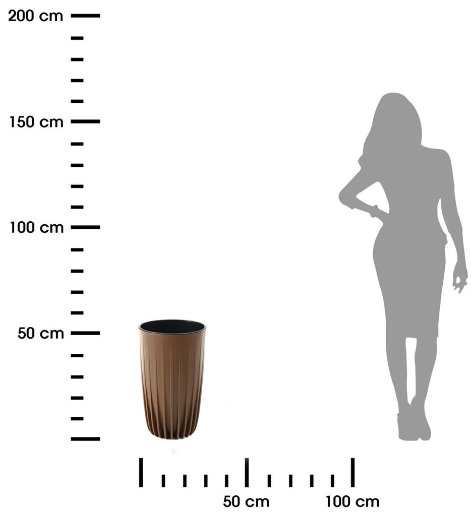 PLASTOVÝ KVETINÁČ STRIPPED ECO 51X30 CM HNEDÁ