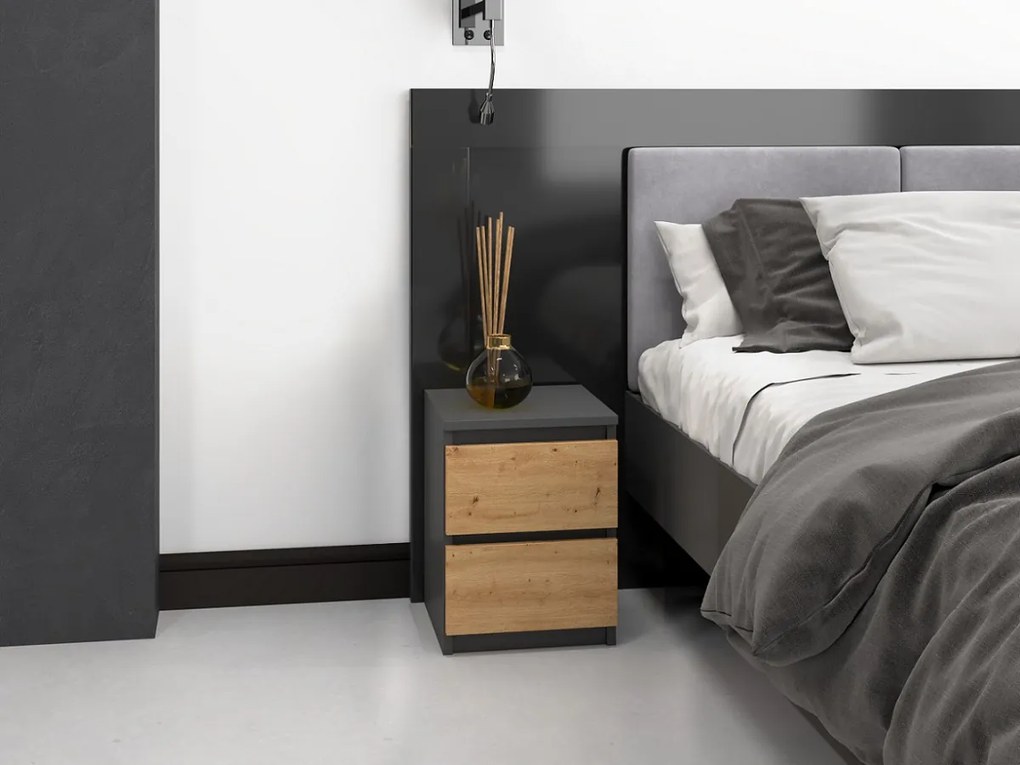 Nočný stolík MALWA M2 dub artisan / antracit