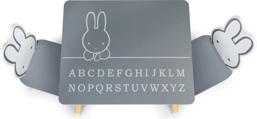 ECOTOYS detský set: stolík + 2 stoličky, skandinávsky štýl, s abecedou