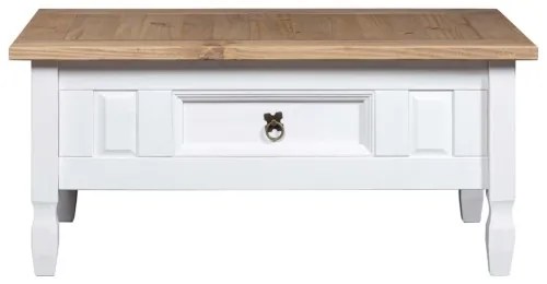 vidaXL Konferenčný stolík biely 100x60x45 cm mexická borovica Corona Range-