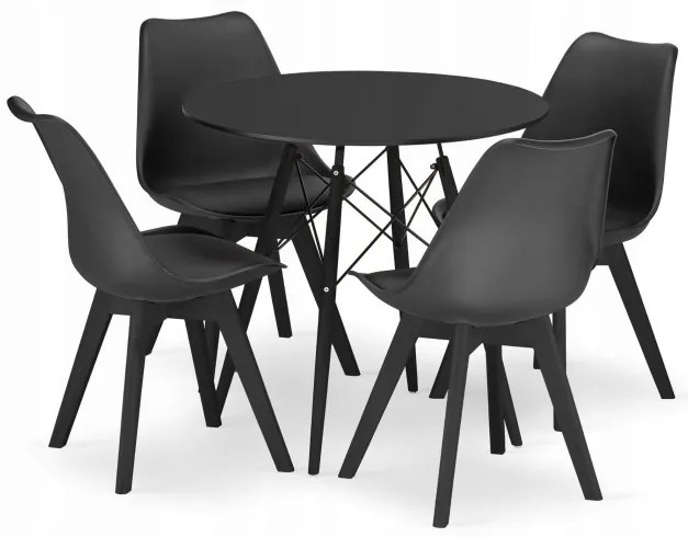 Jedálenský stôl TODI čierny 80 cm so štyrmi stoličkami MARK čierne