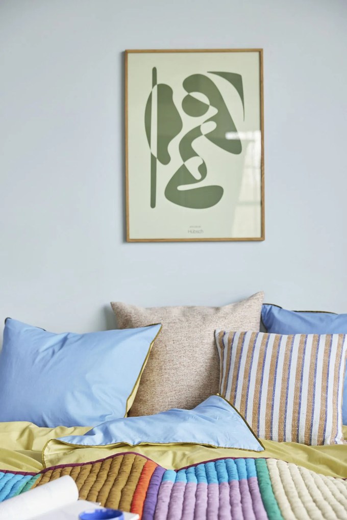 Hübsch Bavlnené obliečky Aki Blue/Yellow 140 x 200 cm